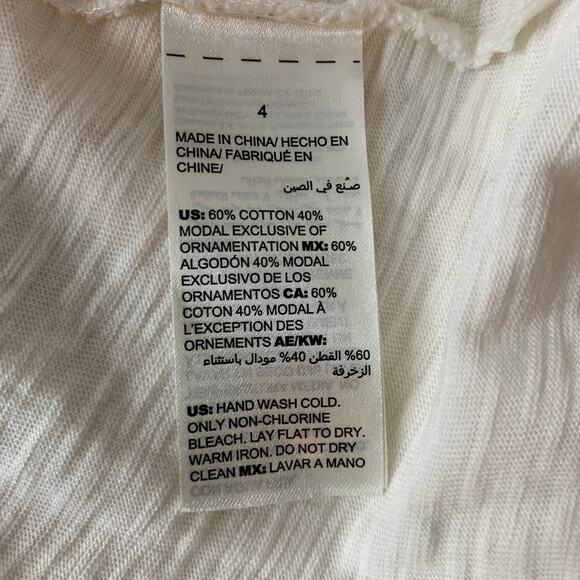 Chico's Tunic Top Size 4 3/4 Sleeve Tie Neck Tassel XXL Ecru Boho Cream Modal - Picture 4 of 15